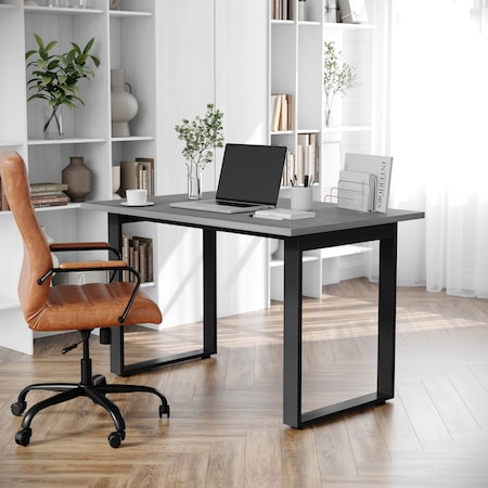 Flash Furniture Redmond 48x30 Conf Tbl w/1in. Thick Dbl Sided Laminate Tbl Top w/PVC and U-Frame Steel Bse, Gry Oak MT-M4830-LTGRY-UBF-GG